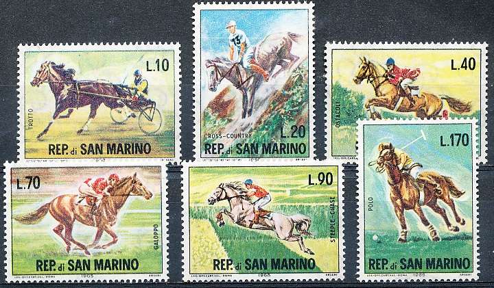 SAN MARINO  1965  -  Horses - Equestrian Sports   FULL SET   - FINE  MINT