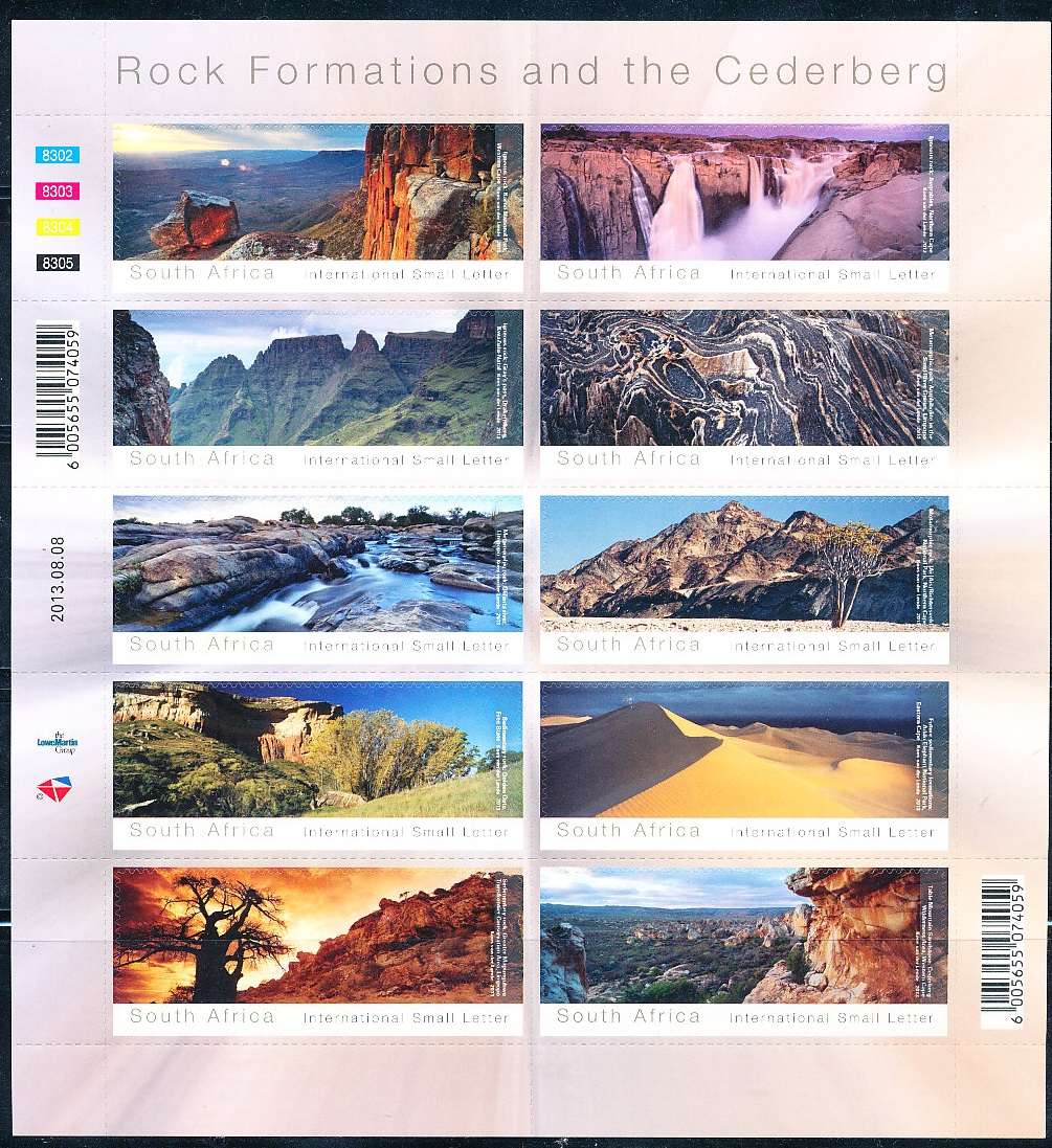 RSA  -  2013 -   Rock Formations and the Cederberg  SHEET - FINE MINT