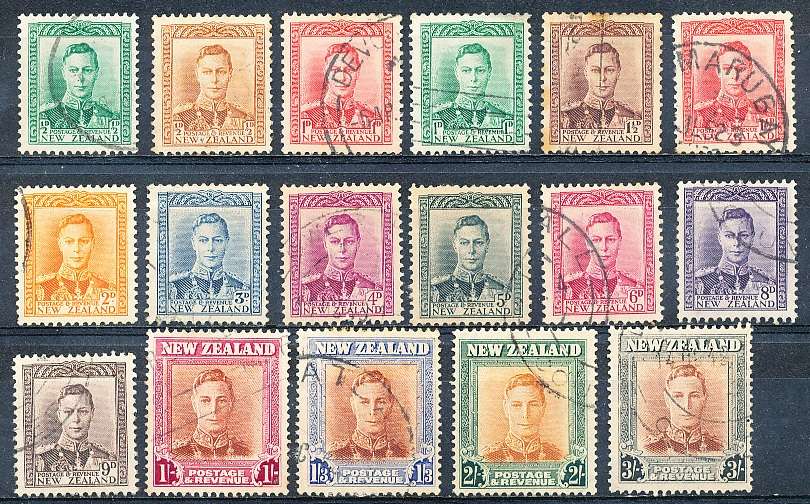 NEW ZEALAND   - 1938  King George VI DEFINITIVE SET  -  FINE USED