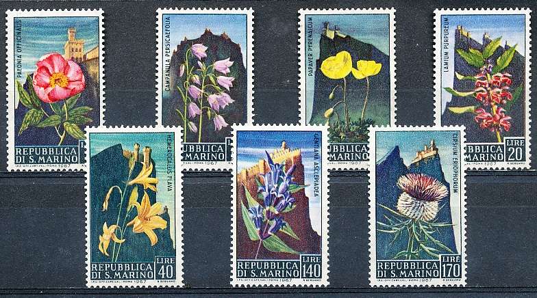 SAN MARINO  1967  -  Flowers   FULL SET     - FINE  MINT