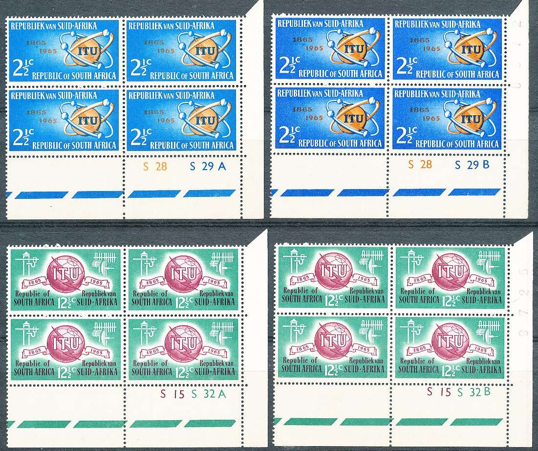 RSA  1965  -  Anniversary of I.T.U   C/ BLOCKS   A & B  - FINE MINT