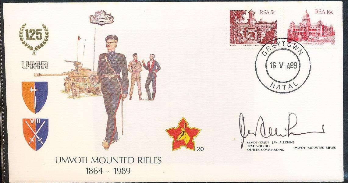 RSA   -  SA  ARMY   COVER   no 20  -    SIGNED