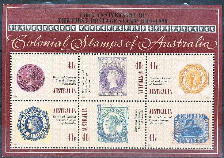 AUSTRALIA  1990 -  Colonial Stamps of Australia  MINI-SHEET  -   FINE  MINT