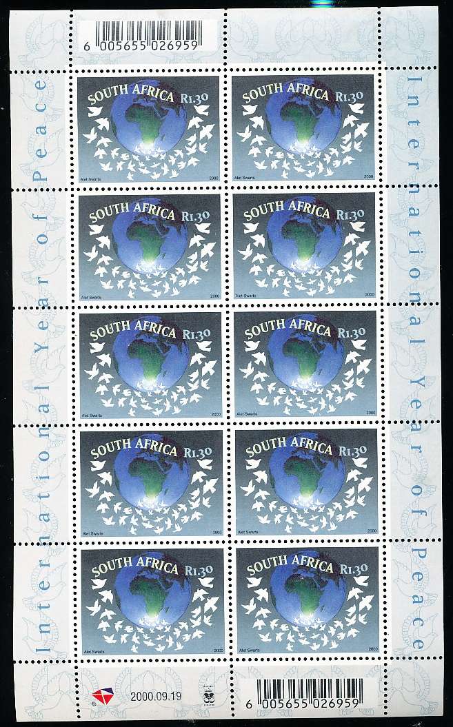 RSA -  2000  -   Year of Peace    FULL SHEET  - FINE  MINT