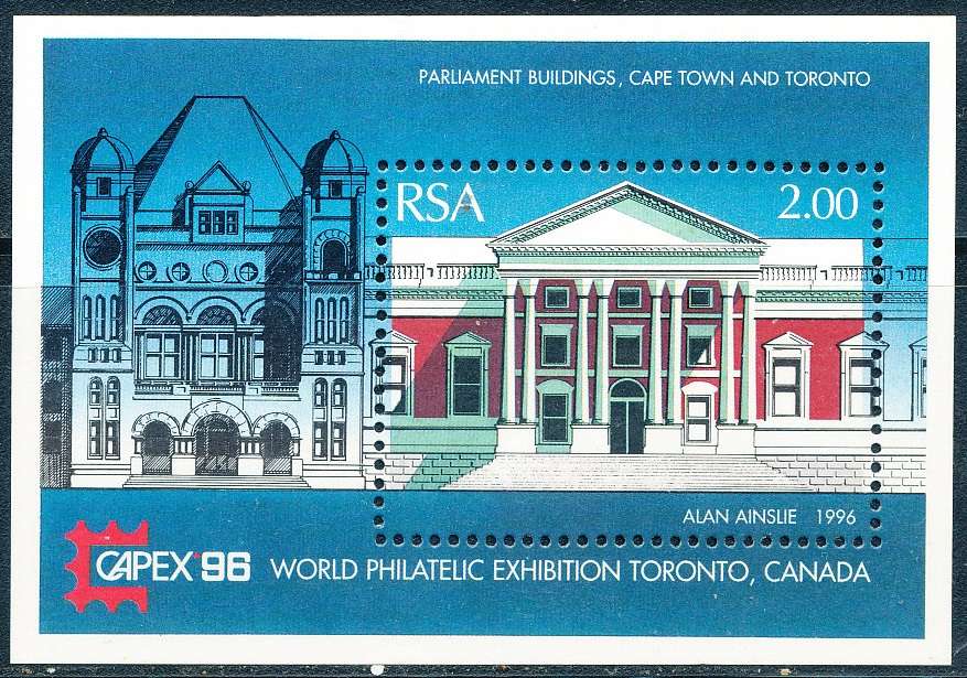 RSA   -  1996  -    CAPEX '96  Stamp Exhibition, Toronto  MINI-SHEET  - FINE  MINT