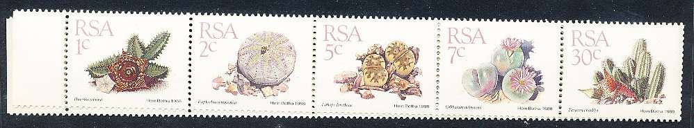 RSA - 1993 5th DEFIN ISSUE `SUCCULENTS` - READERS DIGEST STRIP OF 10   -   FINE   MINT