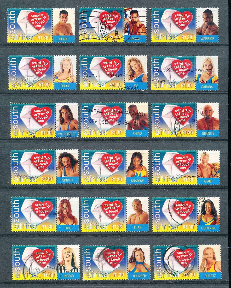 RSA -  2000  -  Post Day  GLADIATORS   COMPLETE SET OF 20   - FINE  POSTALLY  USED