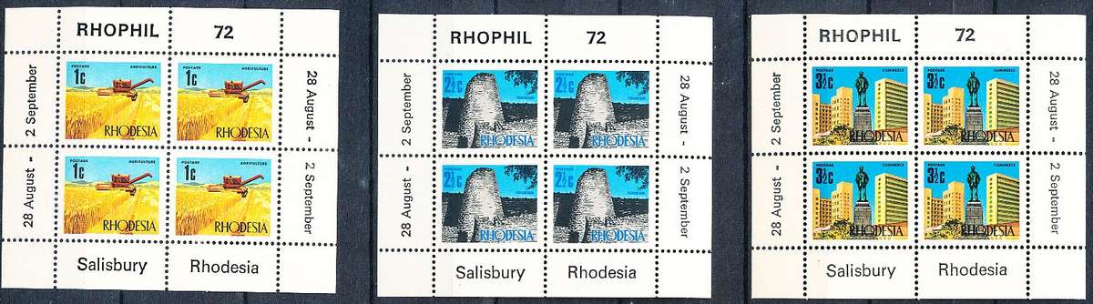 RHODESIA   - 1973  RHOPLIL    SET  MINI-SHEETS  "D"  -   FINE MINT