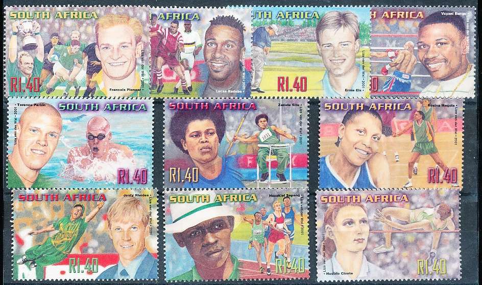 RSA -  2001  -   South African Sporting Heroes    - FINE  MINT