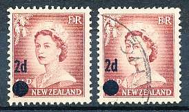 NEW ZEALAND   - 1958   QE of 1955 Surcharged  -  FINE  MINT and USED