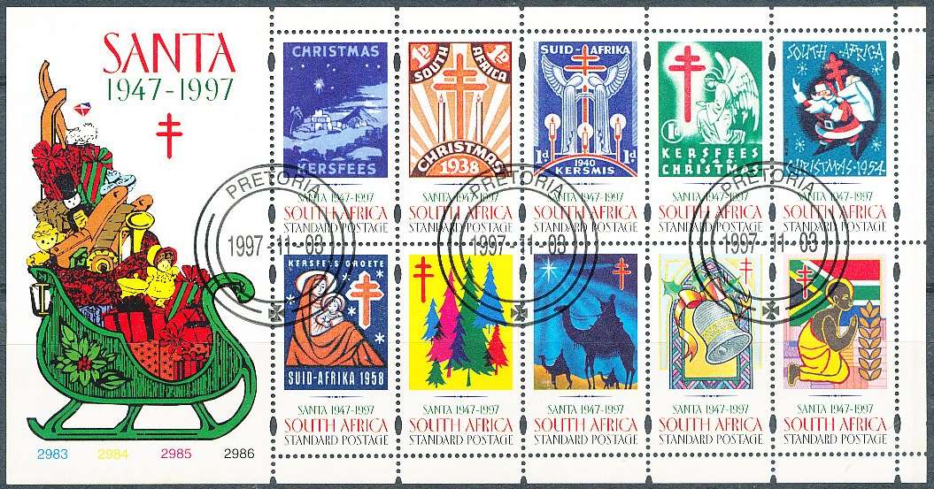 RSA  - 1997  -     Christmas  FULL SHEET  - FINE  CTO USED