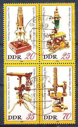GERMANY  DDR   1980  -  Old Microscopes    FULL SET    -  FINE    USED