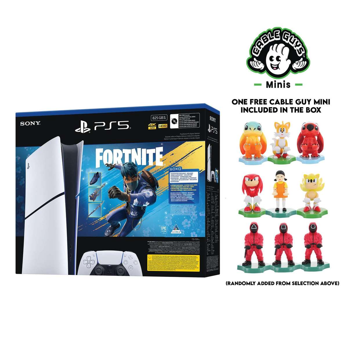 Brand new PlayStation 5 Digital Edition Fortnite Bundle + Bonus Cable Guy Mini