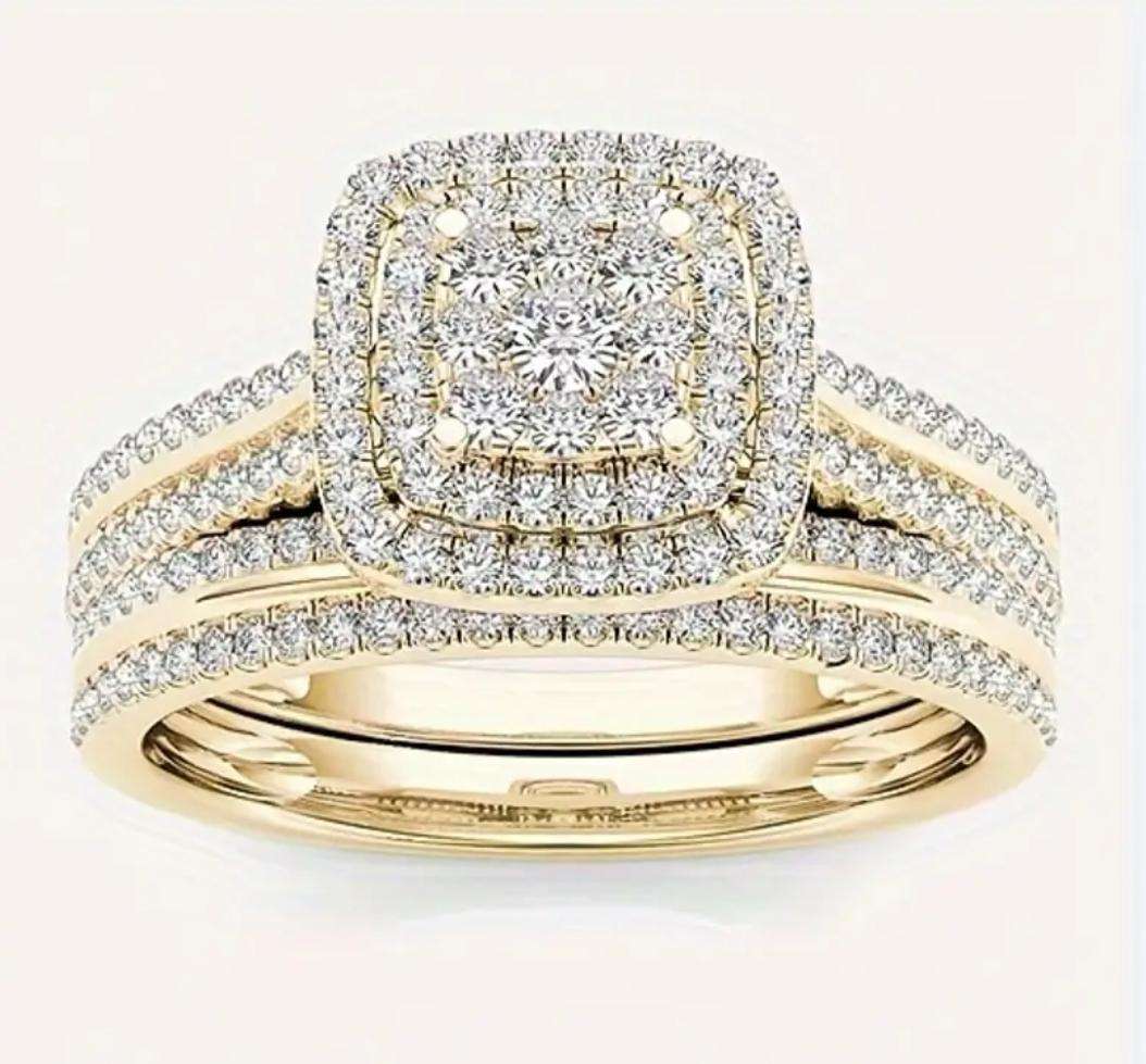 Boho-Chic 2pcs Ring Set For Women - Zinc Alloy, Perfect For Daily Wear & Engagement/Wedding