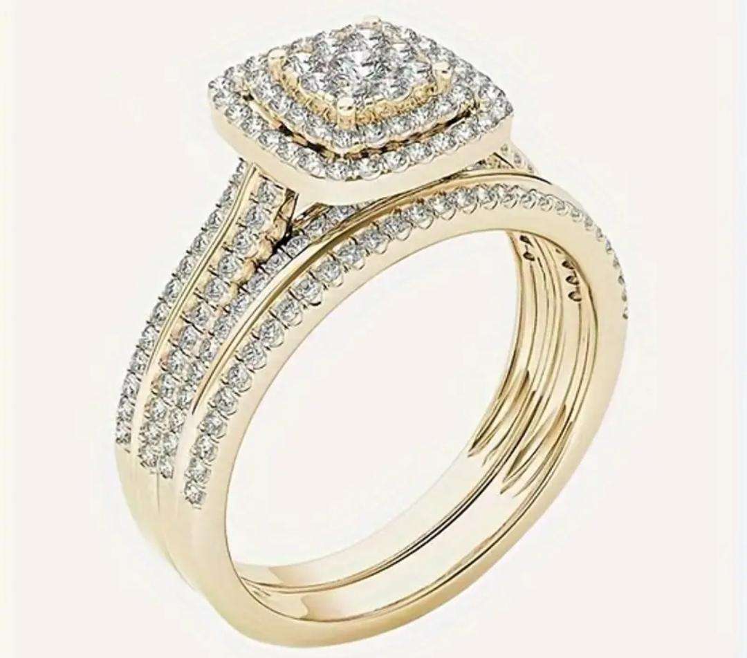Boho-Chic 2pcs Ring Set For Women - Zinc Alloy, Perfect For Daily Wear & Engagement/Wedding