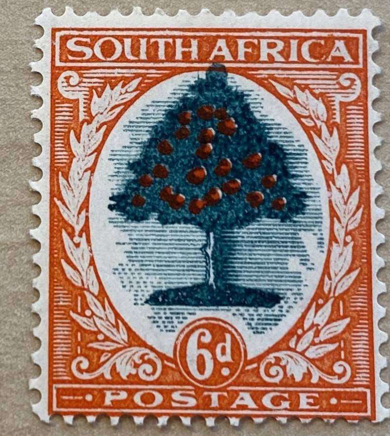 South Africa 1933 6d - Falling Ladder / Extra Leaves - Very unique High CV