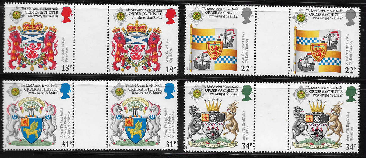 Great Britain 1987 Order of the Thistle Gutter Pairs