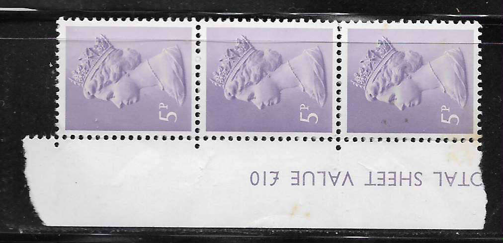 Great Britain 5p Machin Strip