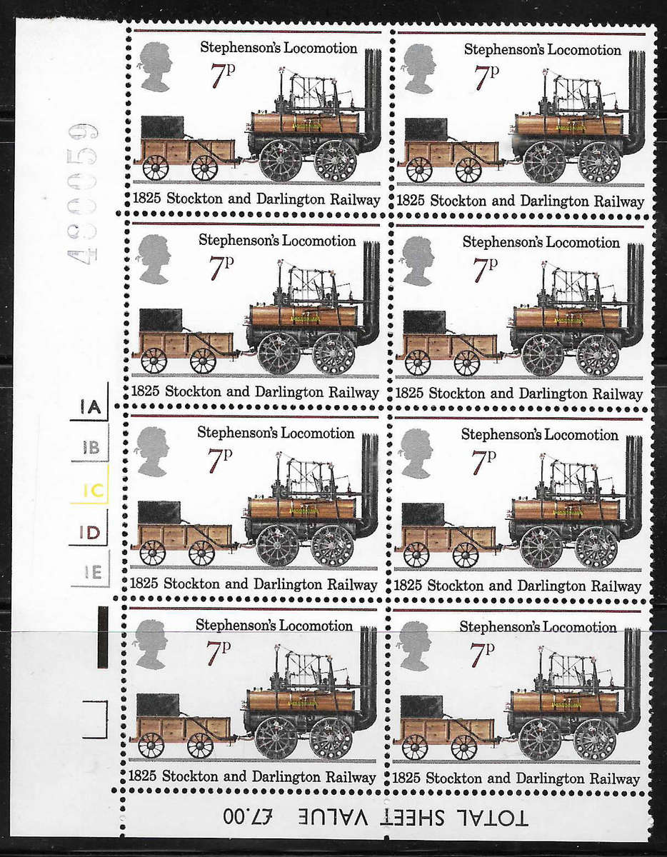 Great Britain 1975 Railways Corner Blocks