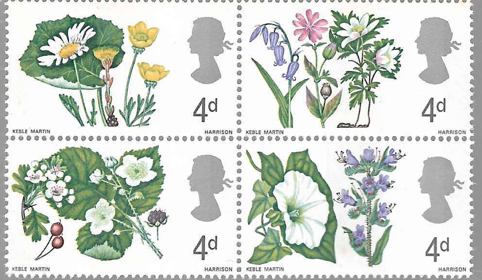 Great Britain 1967 Flowers block