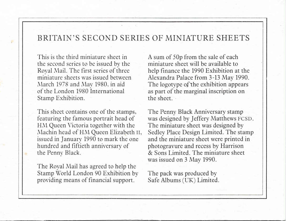 Great Britain 1990 London Stamp Exhibition Mini Sheet