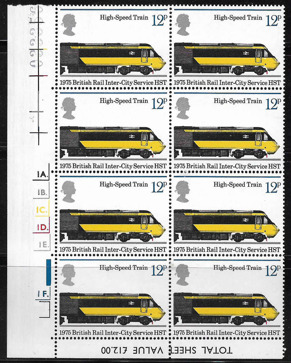 Great Britain 1975 Railways Corner Blocks