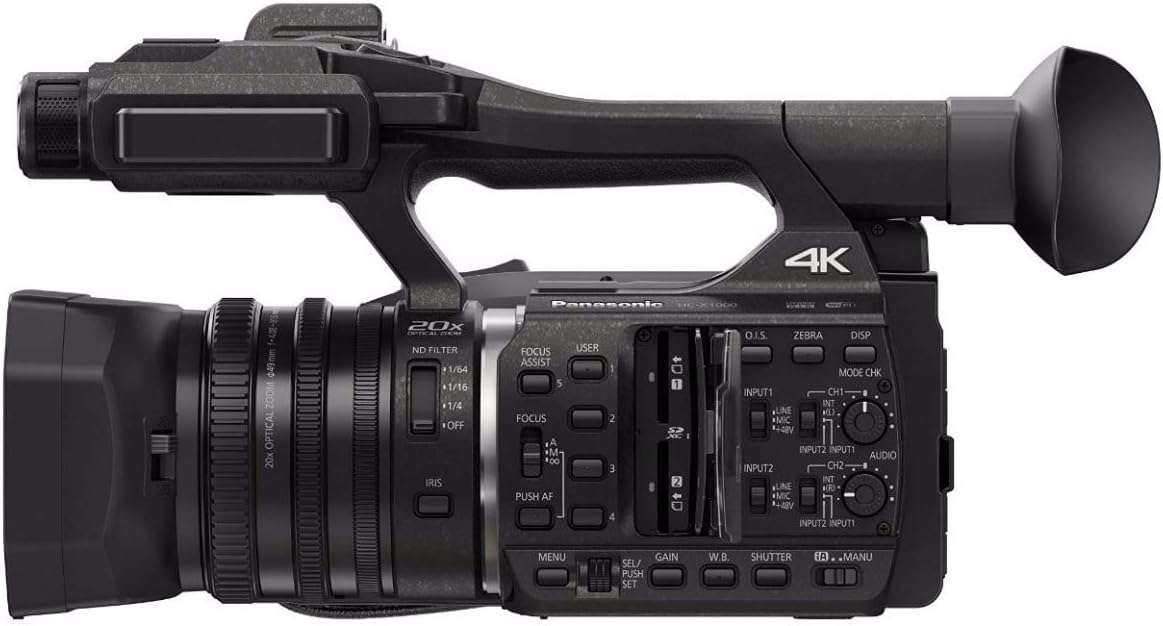Panasonic HC-X1000 4K Ultra HD 60p/50p Professional Video Camera Camcorder, 20x Optical Zoom,Black