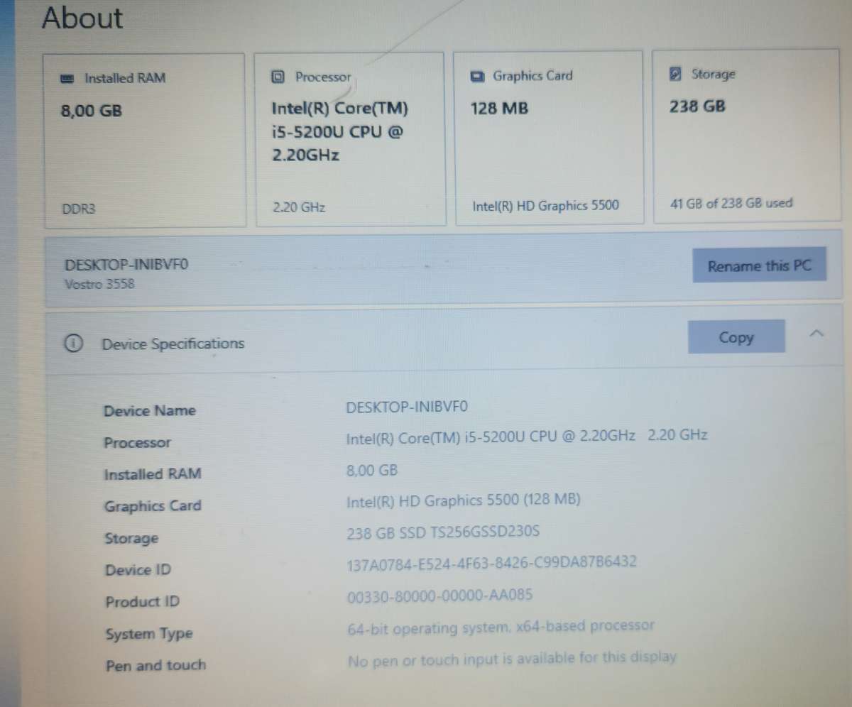 Dell Vostro 3558 i5 Laptop