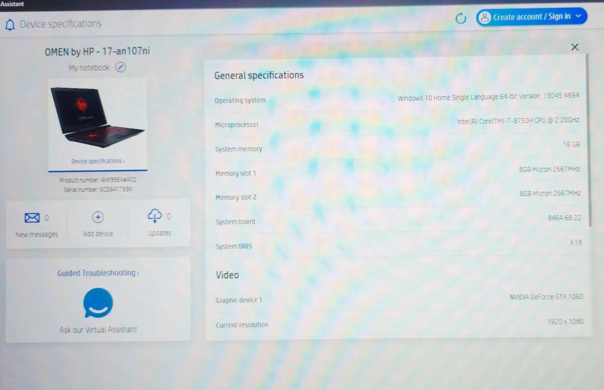 HP Omen 17 inch Gaming Laptop