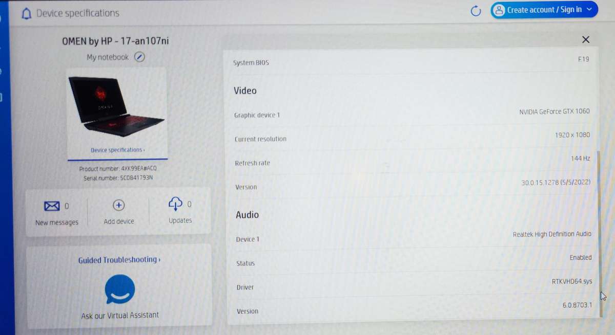 HP Omen 17 inch Gaming Laptop