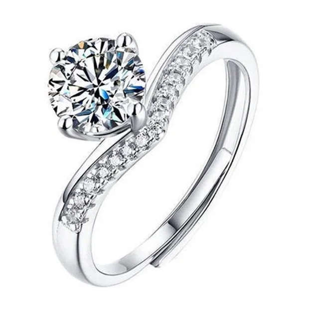 Unique Ring, Wish Bone Shape Moissanite Ring, Sterling Silver Ring