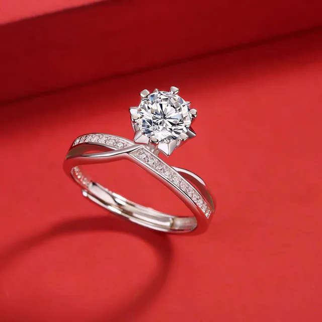Unique Sterling Silver Moissanite Ring with Certificate of Authenticity