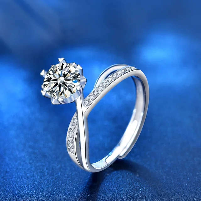 Unique Sterling Silver Moissanite Ring with Certificate of Authenticity