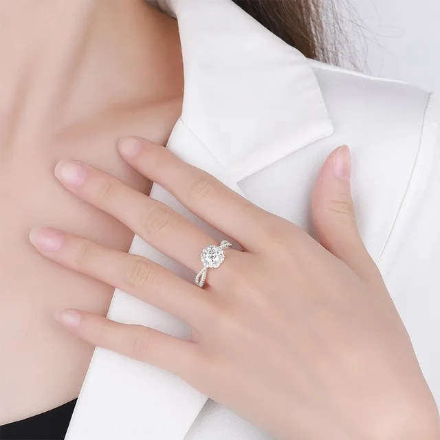 Unique Flower Shape Sterling Silver Ring with Certificate of Authenticity