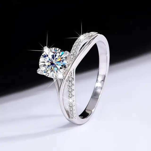 Unique Shape Sterling Silver Ring With Certificate of Authenticity