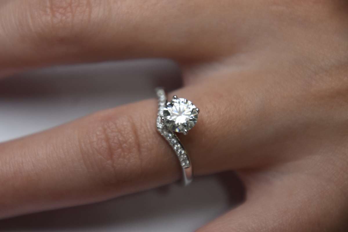 Unique Ring, Wish Bone Shape Moissanite Ring, Sterling Silver Ring