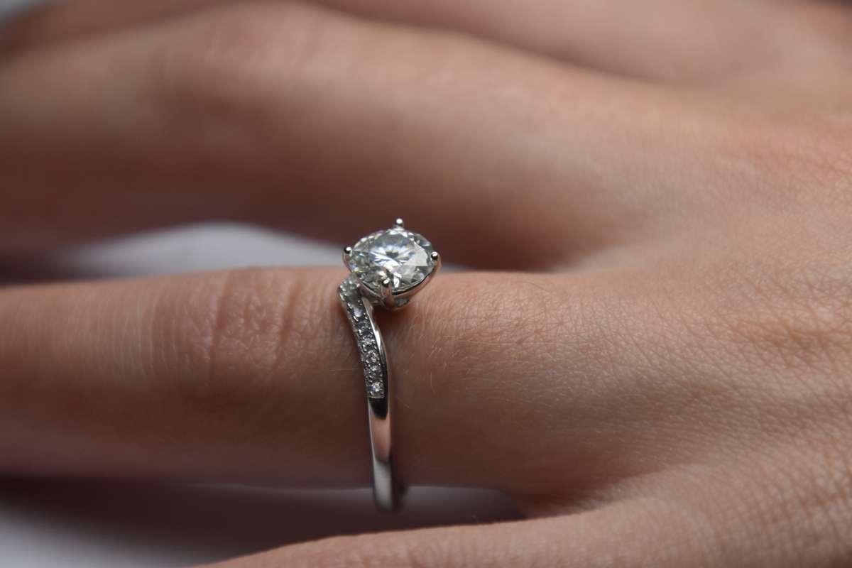 Unique Ring, Wish Bone Shape Moissanite Ring, Sterling Silver Ring