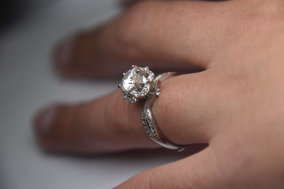 Unique Flower Shape Sterling Silver Ring with Certificate of Authenticity