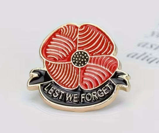Red Poppy Enamel Brooch Remembrance Day