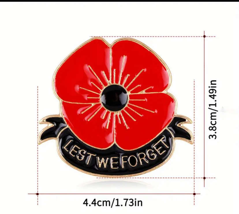 Lapel pin badge (Poppy) lest we forget
