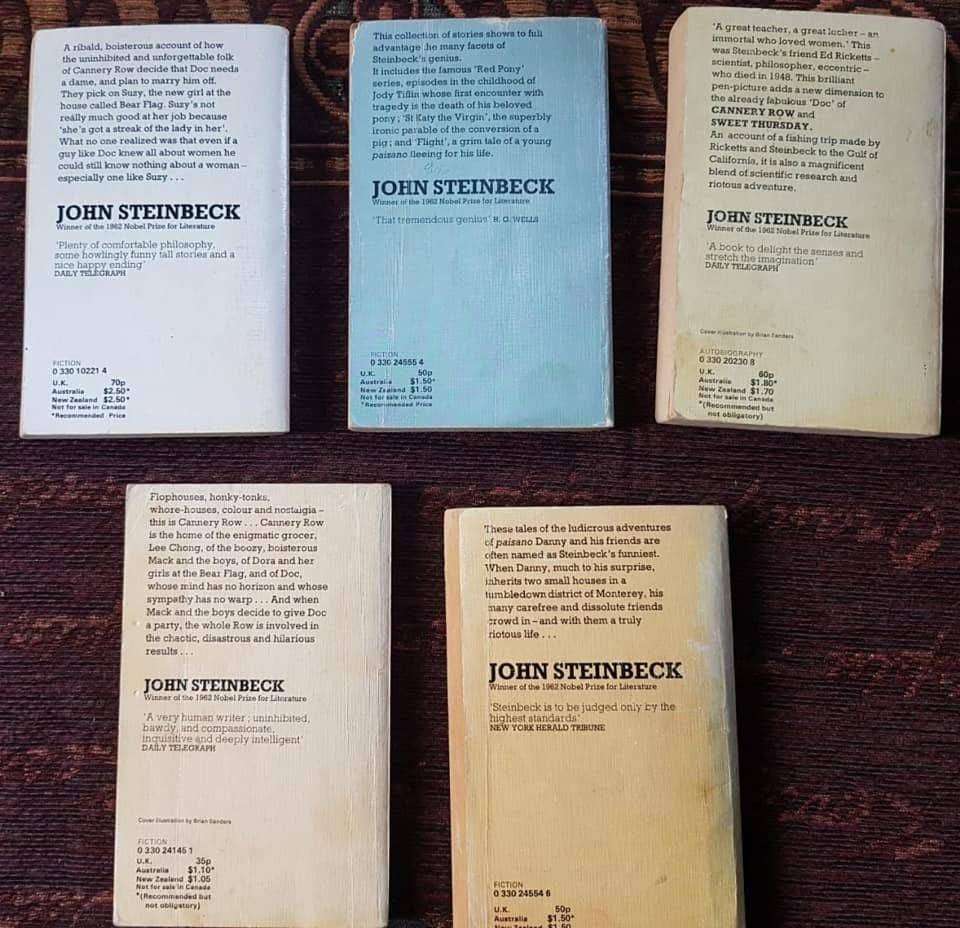John Steinbeck set of 5 books