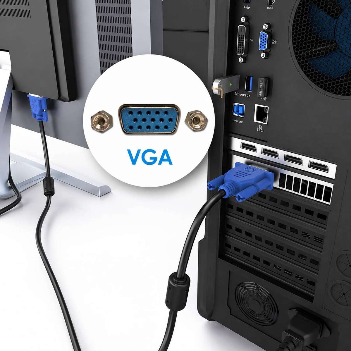LZ VGA Cable 5 Meter Male to Male Adapter