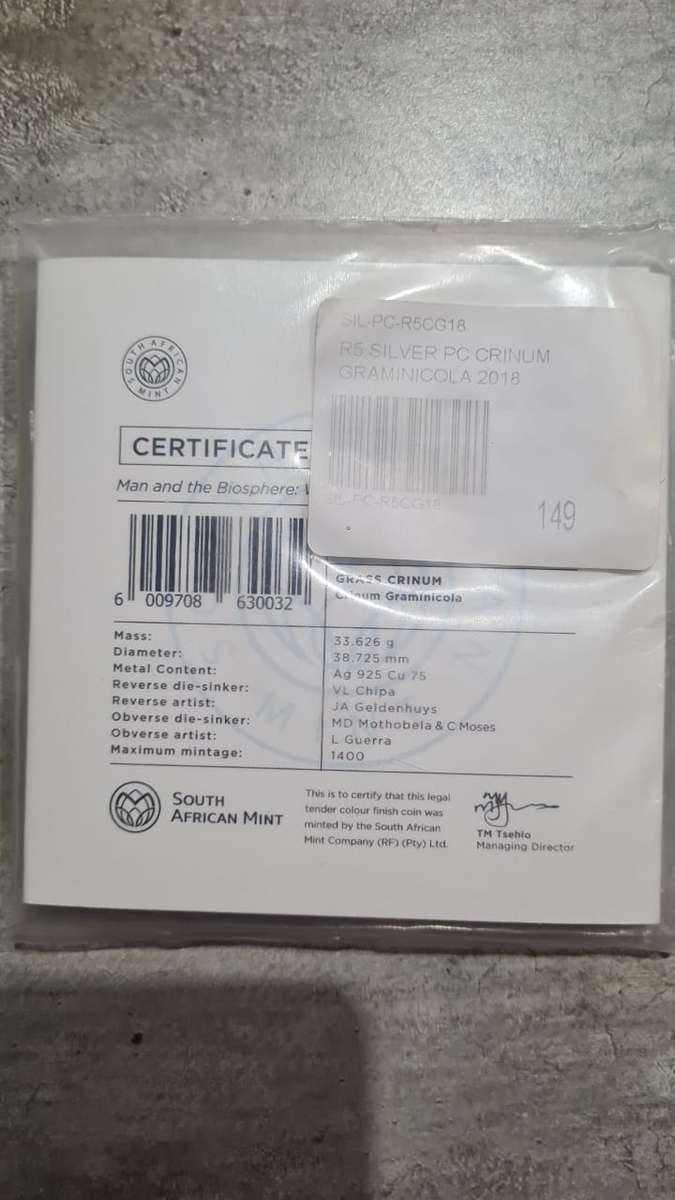 2018 1oz Silver Crinum Graminicola NO.149