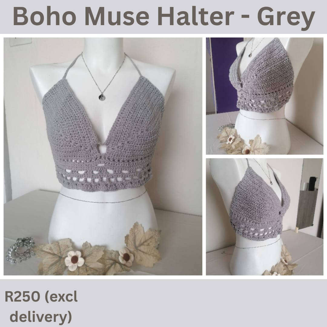 Boho Muse Halter-Grey