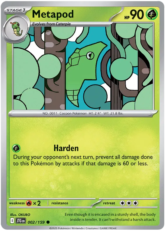 Pokemon Card - Metapod 002/159 - Common - Journey Together - NM