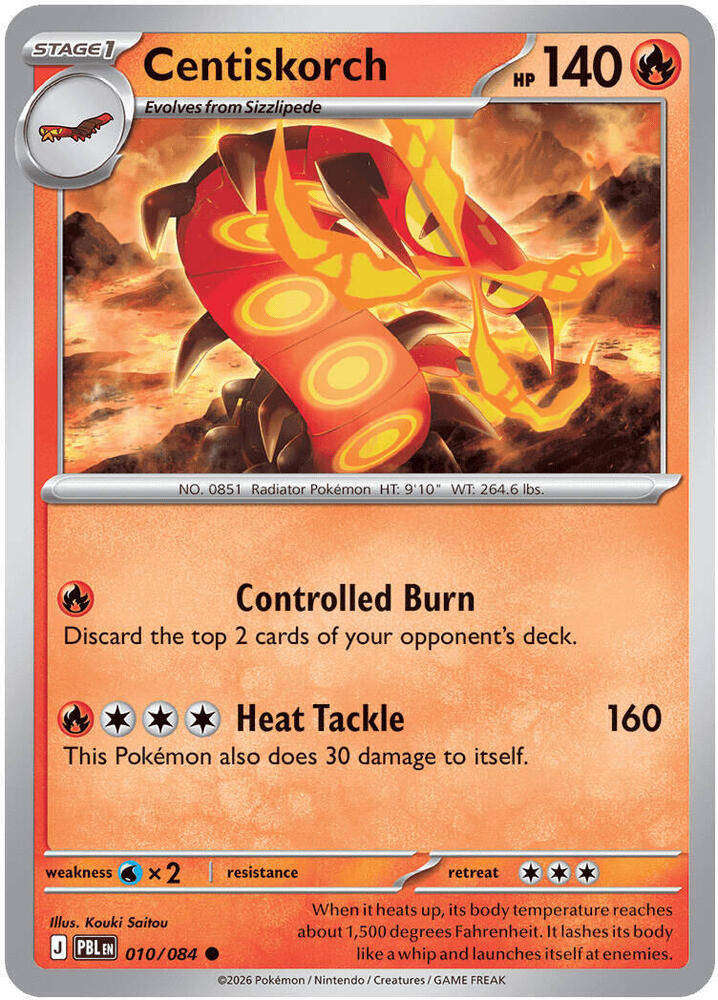 Pokemon Card - Centiskorch 010/084 - Common - Pitch Black