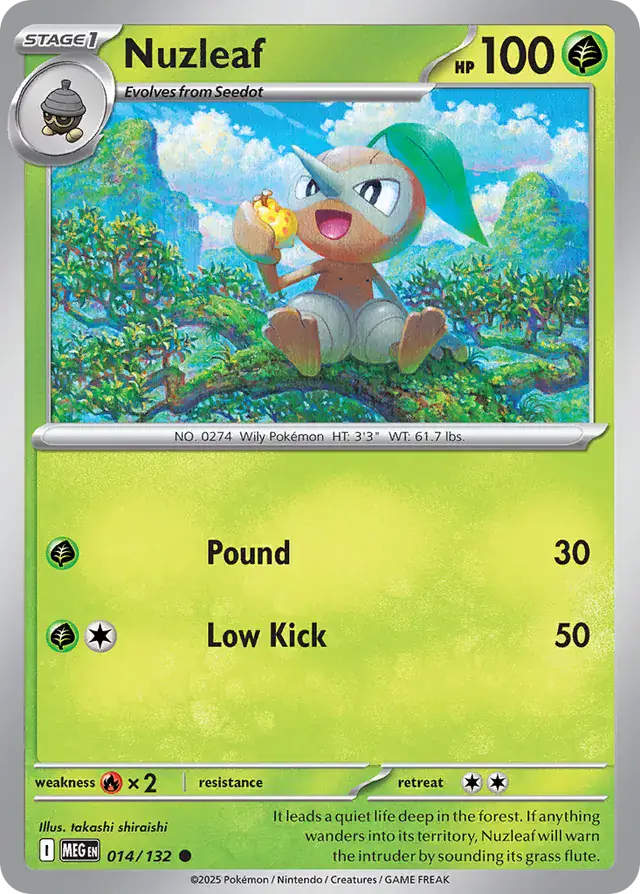 Pokemon Card - Nuzleaf 014/132 - Common - Mega Evolution - NM