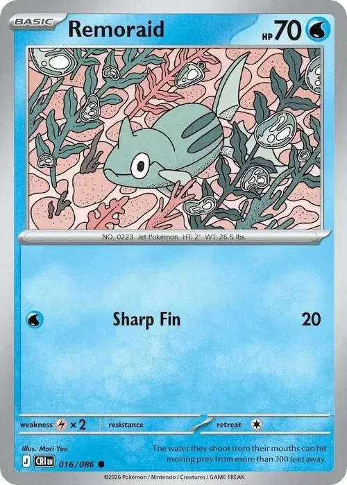 Pokemon Card - Remoraid 016/086 - Common -  Chaos Rising - NM