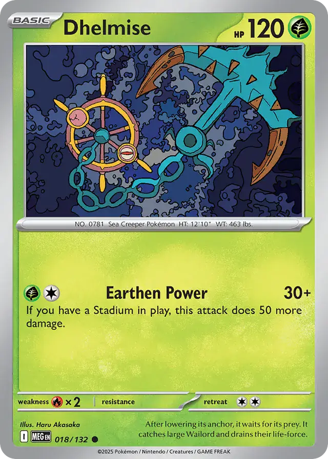 Pokemon Card - Dhelmise 018/132 - Common - Mega Evolution - NM