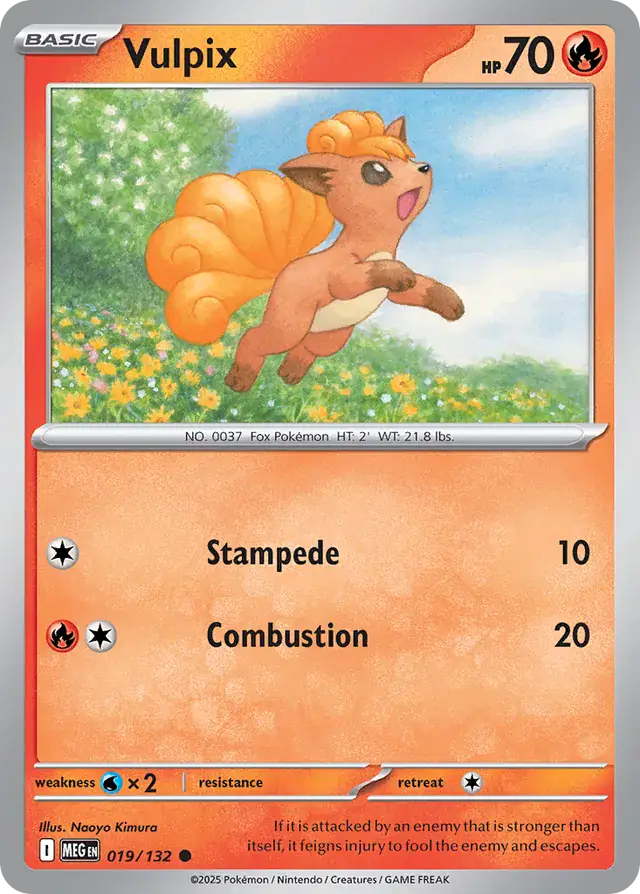 Pokemon Card - Vulpix 019/132 - Common - Mega Evolution - NM